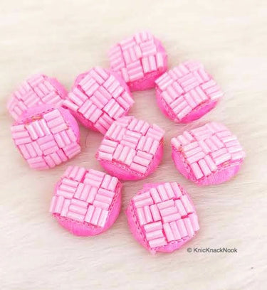 Hand Embroidered Designer Pink Buttons